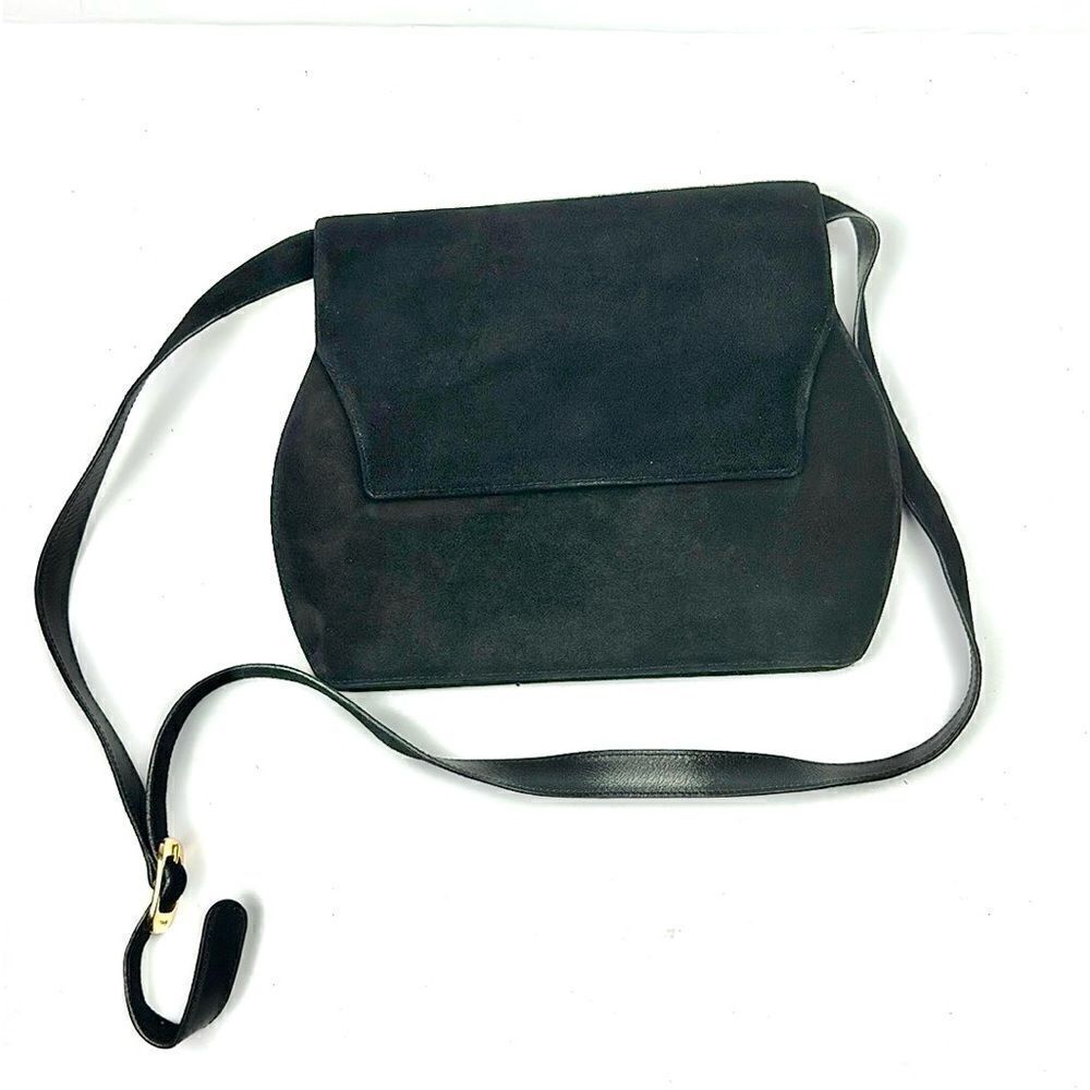 Salvatore Ferragamo Black Suede Purse Shoulder Bag Clutch Vintage Italy